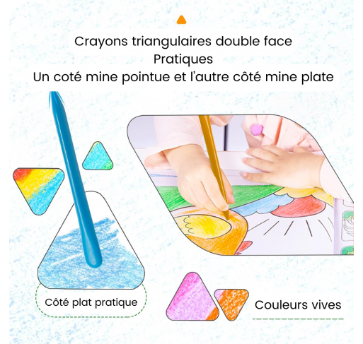 18 Crayons Triangulaires Double Face | Edunova Maroc