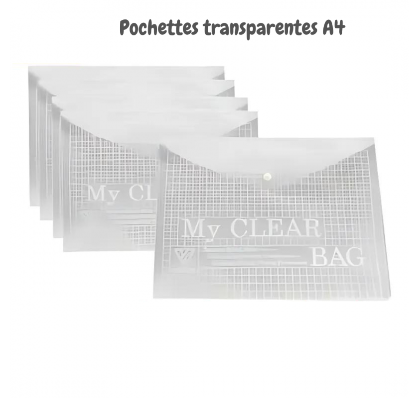 5 Porte-documents A4 Transparents - Arts créatifs | Edunova