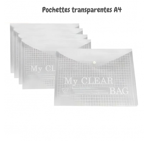 5 Porte-documents A4 Transparents - Arts créatifs | Edunova