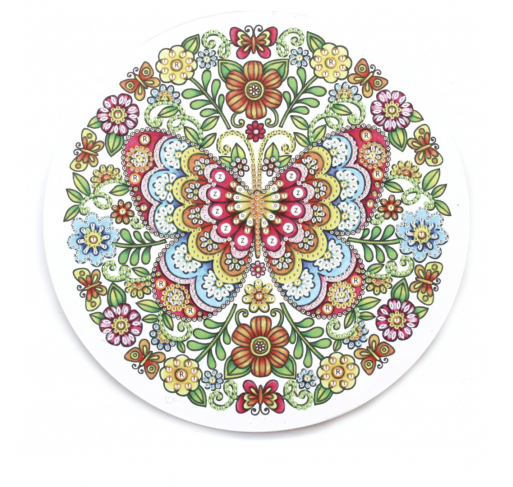 Peinture de Diamants Cadre Rond : Papillon avec Fleurs |...