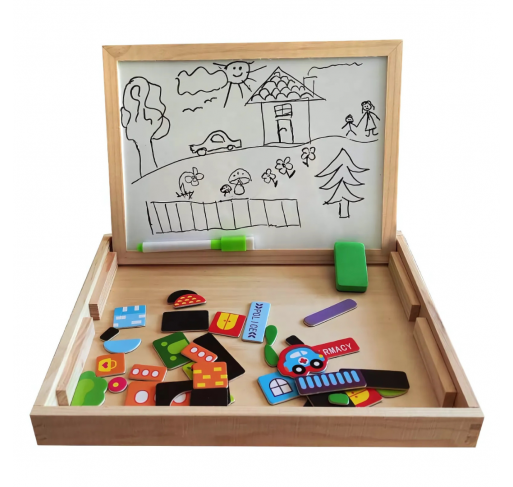 Tableau À Dessins Magnétique en Bois : la Ville | Edunova