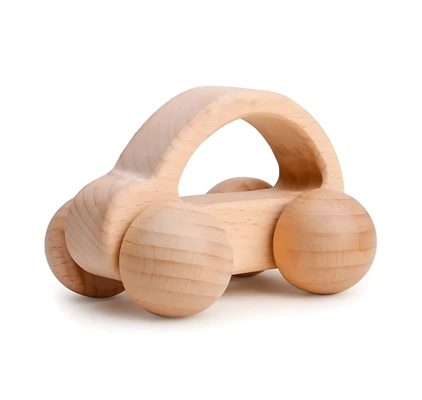 Hochet en Hêtre en Forme de Voiture - Matériel Montessori | Edunova