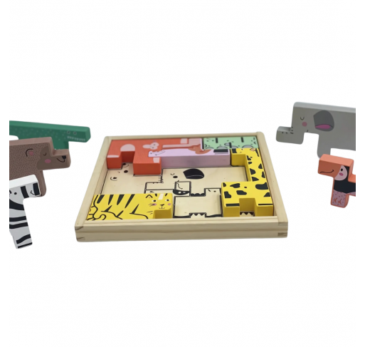 Puzzles Tangram des Animaux Sauvages en Bois | Edunova Maroc