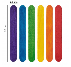 25 Grands Batonnets en Bois Colore - Arts créatifs | Edunova