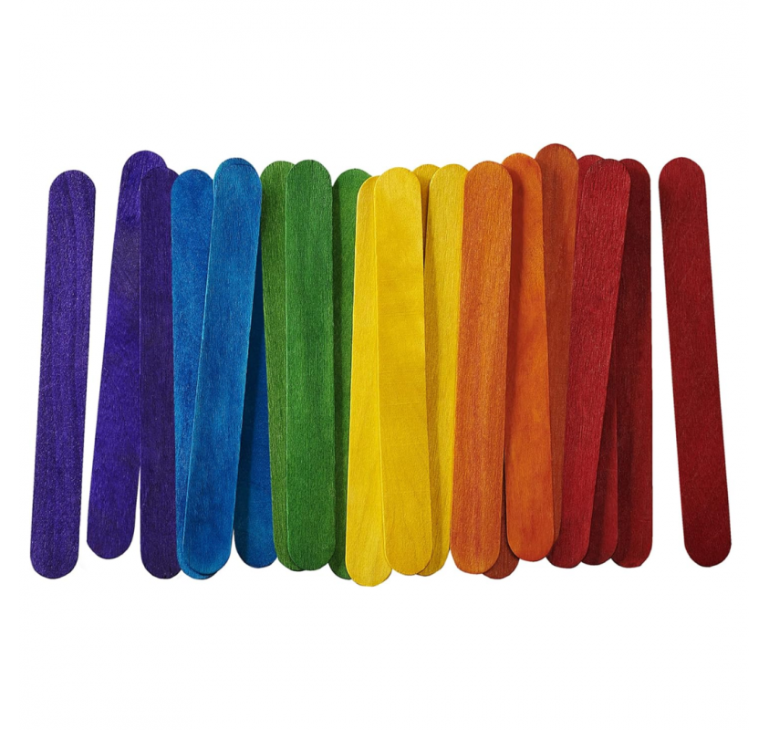 25 Grands Batonnets en Bois Colore | Edunova Maroc