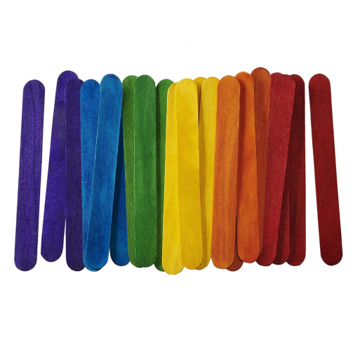 25 Grands Batonnets en Bois Colore | Edunova Maroc